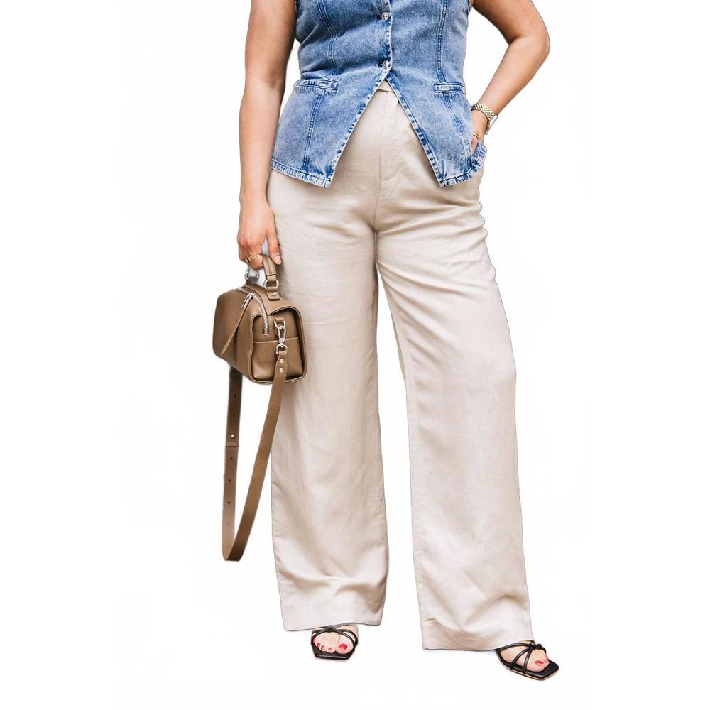 NEW WITHBLACK linen trouser pants in khaki